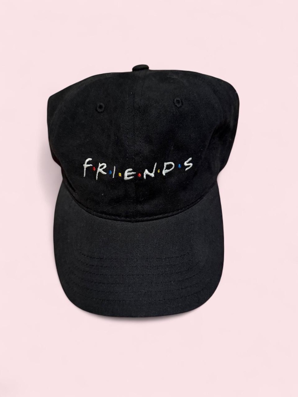 FRIENDS Black Baseball Cap with Multicolor Dot Embroidery